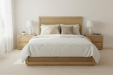 Harper Modern Farmhouse Panel Platform Bed - Light Oak