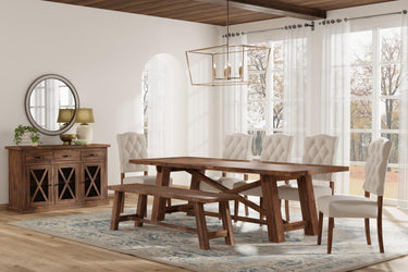 Newberry Rectangular Trestle Dining Table - Medium Brown