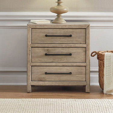 Proximity Place Three Drawer Nightstand w/Charging Station - Barley Buff