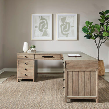 Proximity Place L Shaped Desk Set - Barley Buff