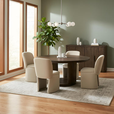 Lozano 59" Round Open Pedestal Dining Table - Warm Walnut
