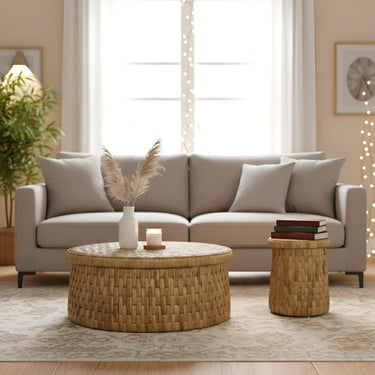 Palmera Round Wicker Coffee Table - Natural