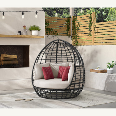 Playa Outdoor Twin Egg Chair - Dark Grey/Beige