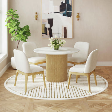 Sylvie 47" Round Pedestal Dining Table - Natural/White