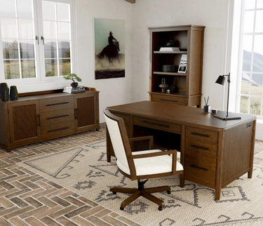 Calhoun 66" Executive Desk - Whiskey Oak