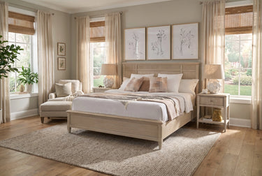 Carmella Panel Bed - Pebble Oak Finish